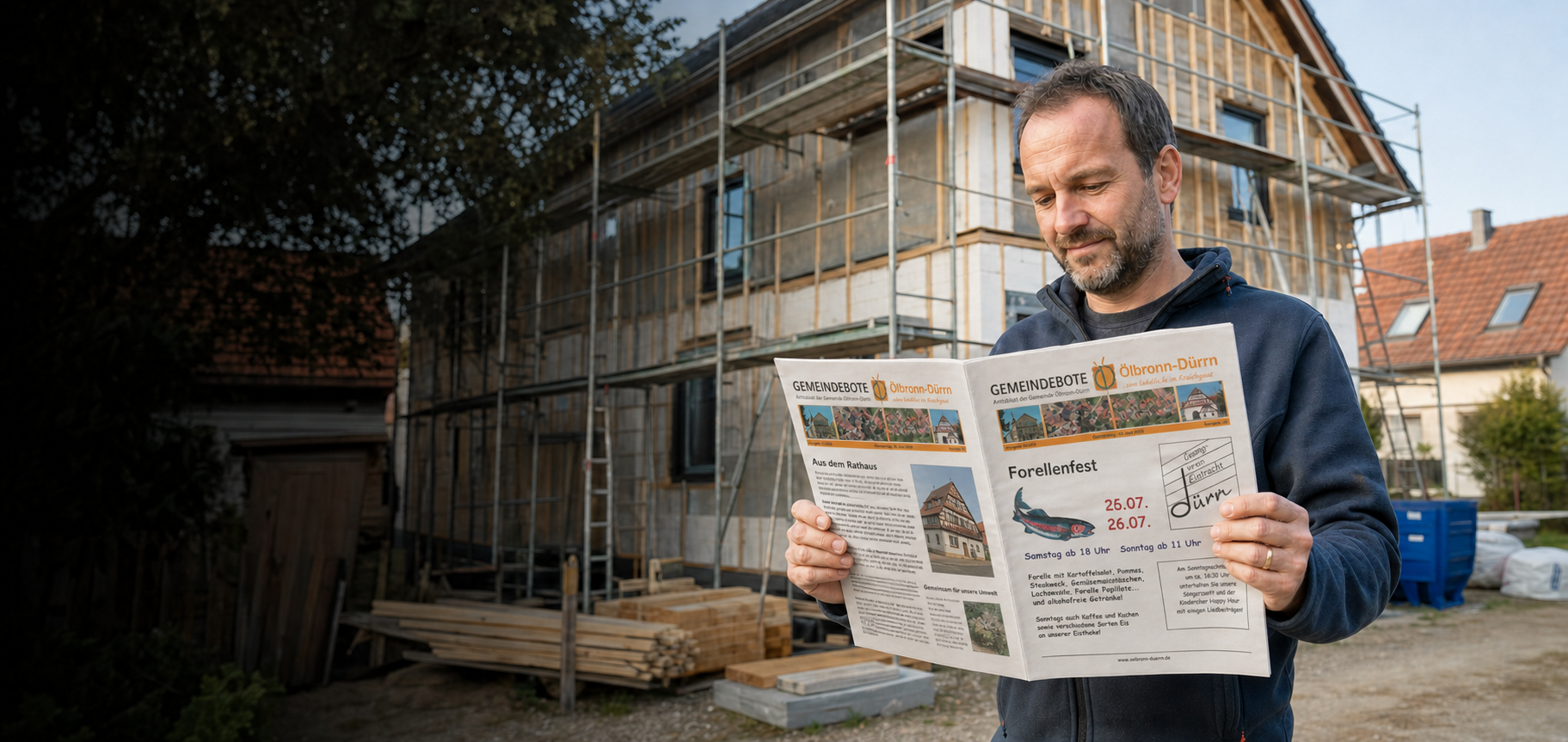 Handwerker und Hauseigentümerin planen gemeinsam eine energetische Modernisierung