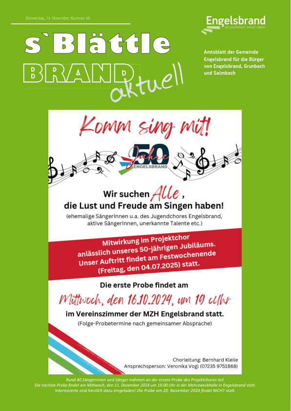 Mehr über den Artikel erfahren Engelsbrand KW 46