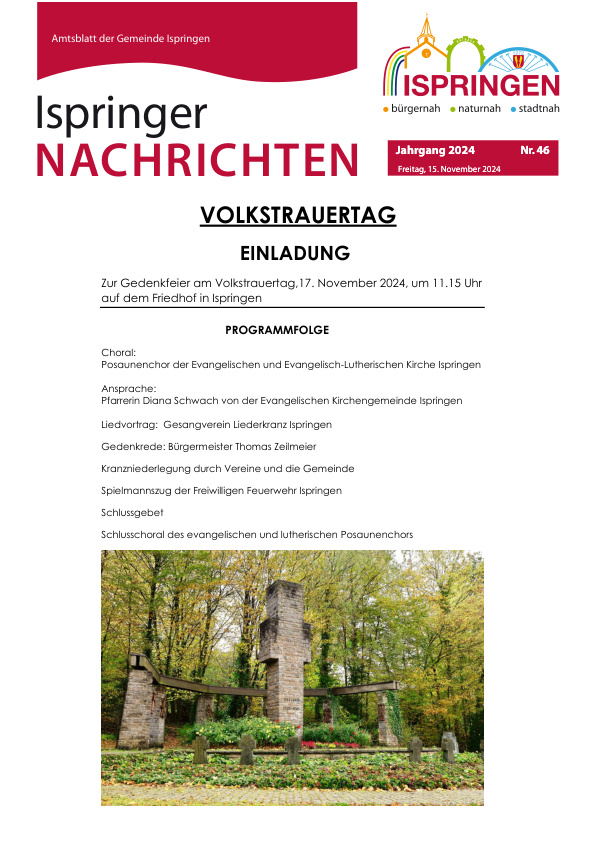 Mehr über den Artikel erfahren Ispringen KW 46