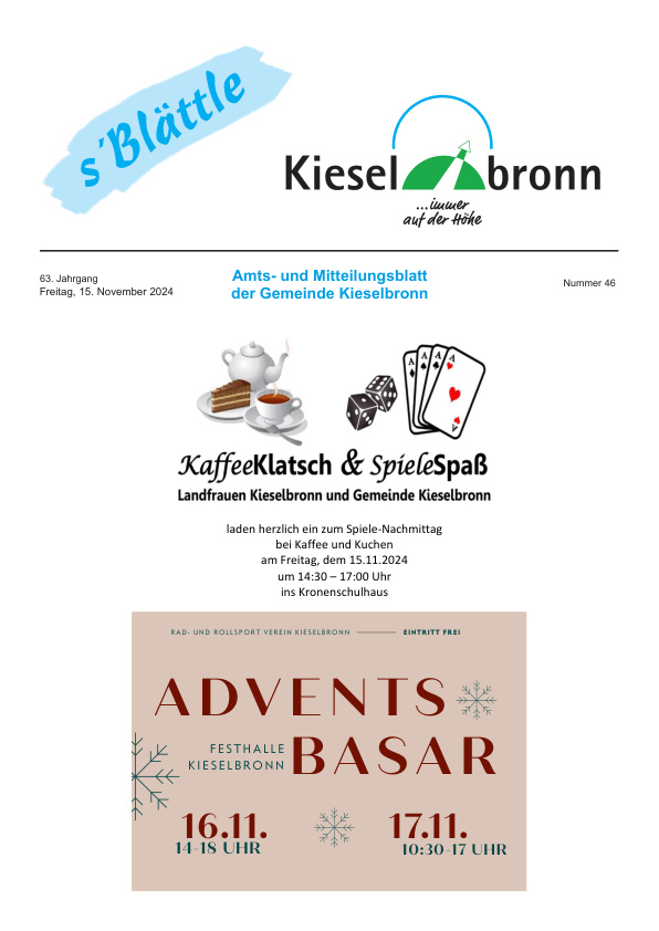 Mehr über den Artikel erfahren Kieselbronn KW 46