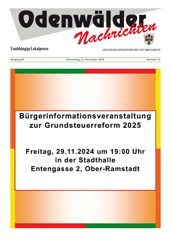Mehr über den Artikel erfahren Ober-Ramstadt KW 47