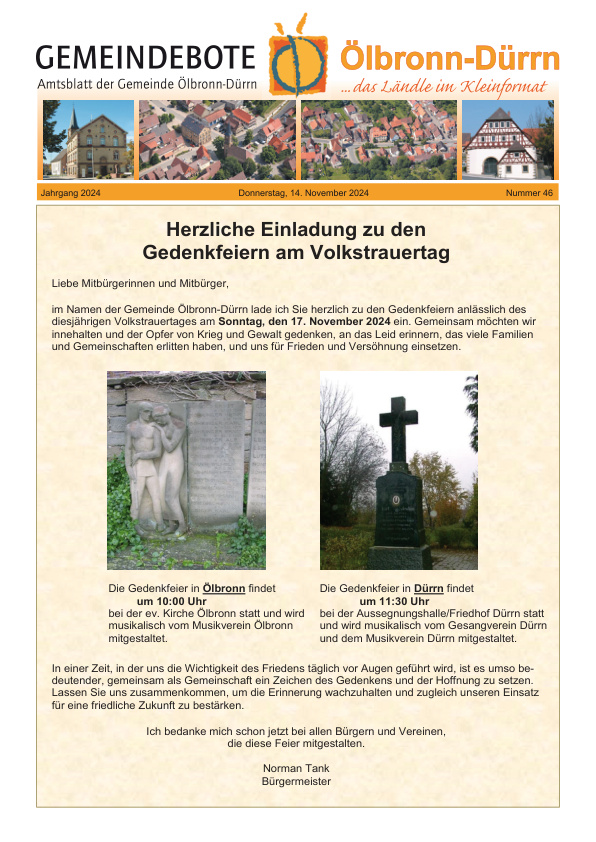 Mehr über den Artikel erfahren Ölbronn-Dürrn KW 46