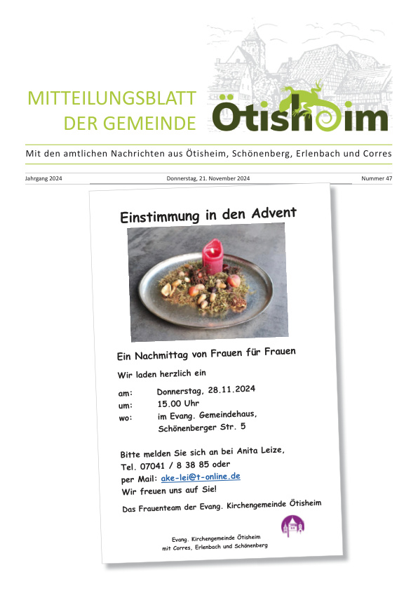 Mehr über den Artikel erfahren Ötisheim KW 47