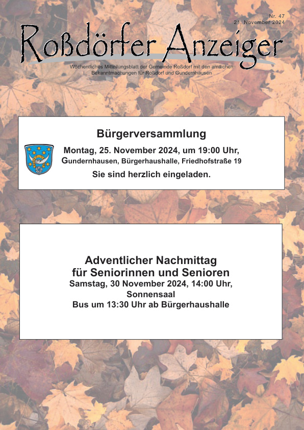 Mehr über den Artikel erfahren Roßdorf KW 47