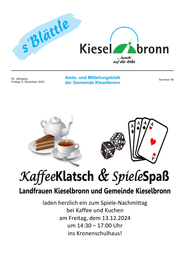 Mehr über den Artikel erfahren Kieselbronn KW 49