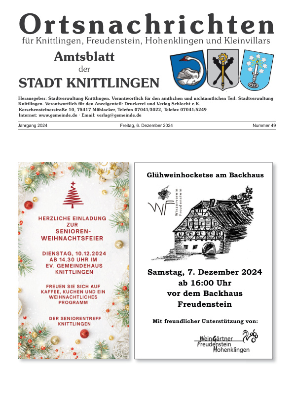 Mehr über den Artikel erfahren Knittlingen KW 49