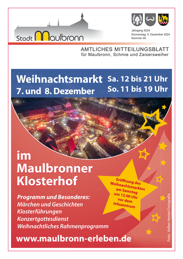 Mehr über den Artikel erfahren Maulbronn KW 49