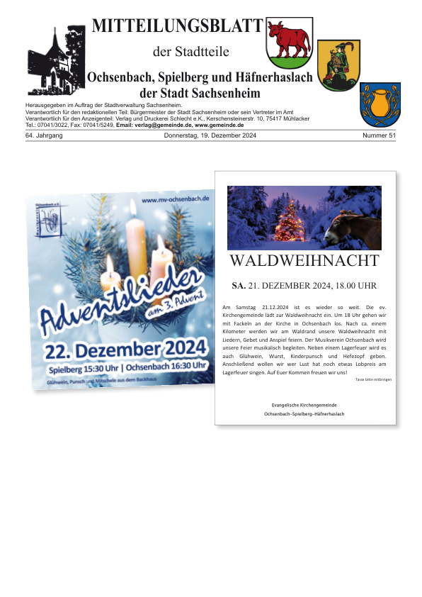 Mehr über den Artikel erfahren Ochsenbach/Spielberg/Häfnerhaslach KW 51
