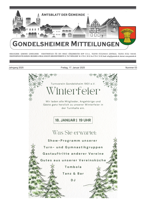 Mehr über den Artikel erfahren Gondelsheim KW 3