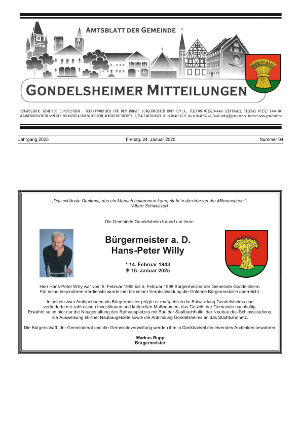 Mehr über den Artikel erfahren Gondelsheim KW 4