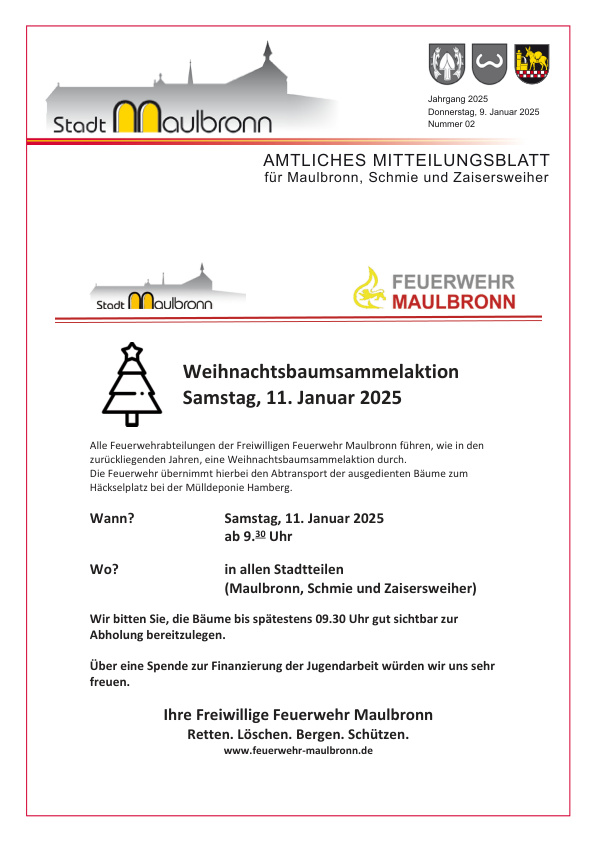 Mehr über den Artikel erfahren Maulbronn KW 2