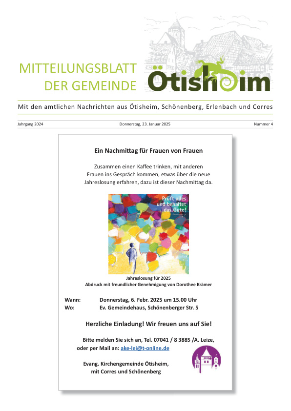 Mehr über den Artikel erfahren Ötisheim KW 4