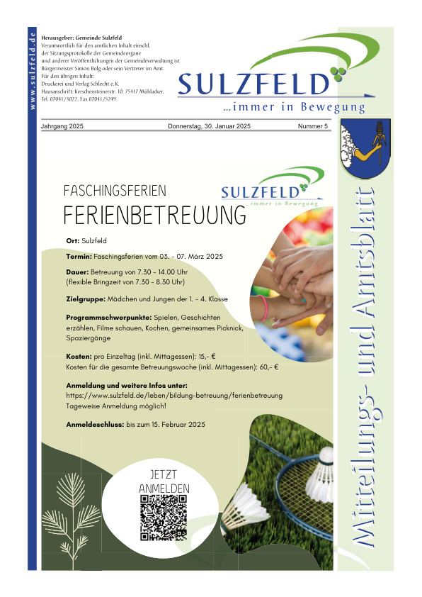 Mehr über den Artikel erfahren Sulzfeld KW 5