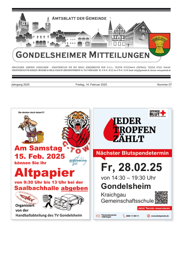 Mehr über den Artikel erfahren Gondelsheim KW 7
