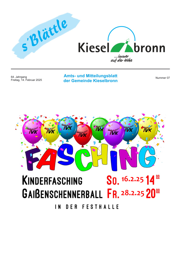 Mehr über den Artikel erfahren Kieselbronn KW 7