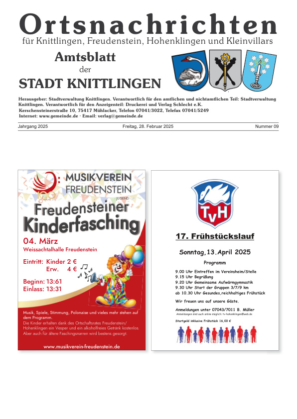 Mehr über den Artikel erfahren Knittlingen KW 9