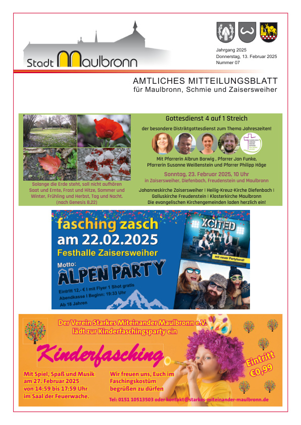 Mehr über den Artikel erfahren Maulbronn KW 7