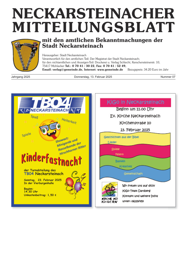 Mehr über den Artikel erfahren Neckarsteinach KW 7