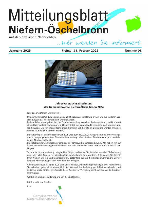 Mehr über den Artikel erfahren Niefern-Öschelbronn KW 8