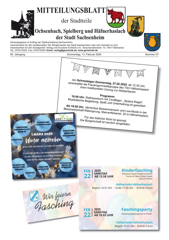 Mehr über den Artikel erfahren Ochsenbach/Spielberg/Häfnerhaslach KW 7