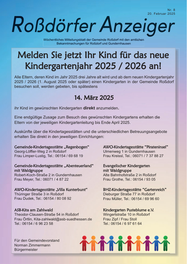 Mehr über den Artikel erfahren Roßdorf KW 8