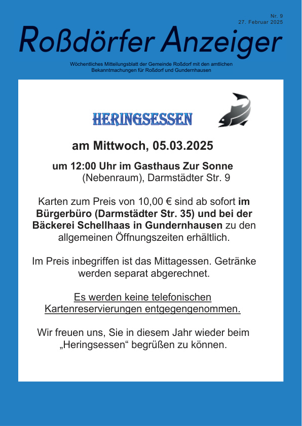Mehr über den Artikel erfahren Roßdorf KW 9