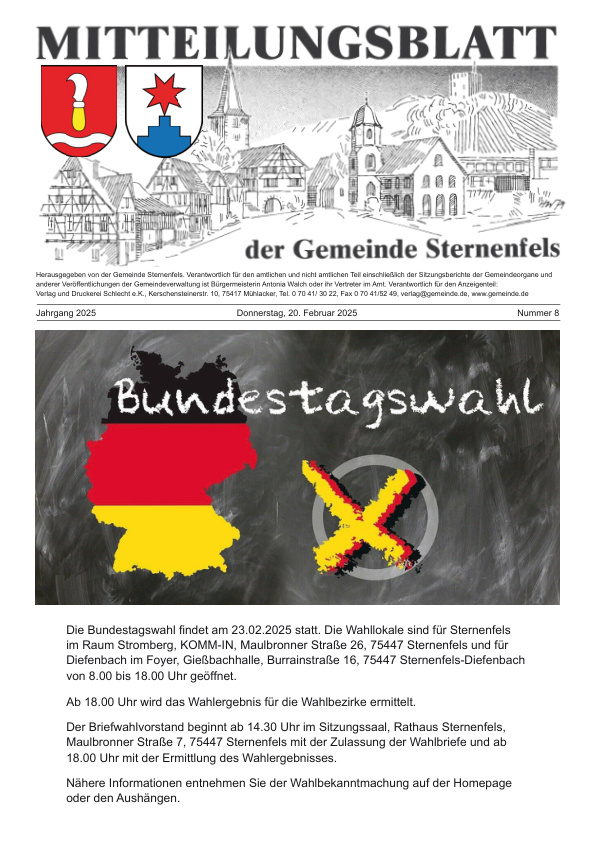 Mehr über den Artikel erfahren Sternenfels KW 8