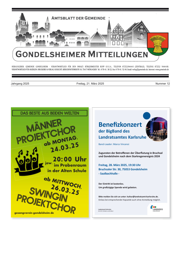 Mehr über den Artikel erfahren Gondelsheim KW 12