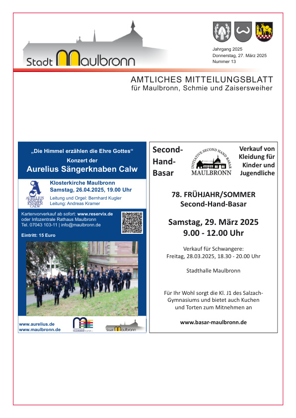 Mehr über den Artikel erfahren Maulbronn KW 13