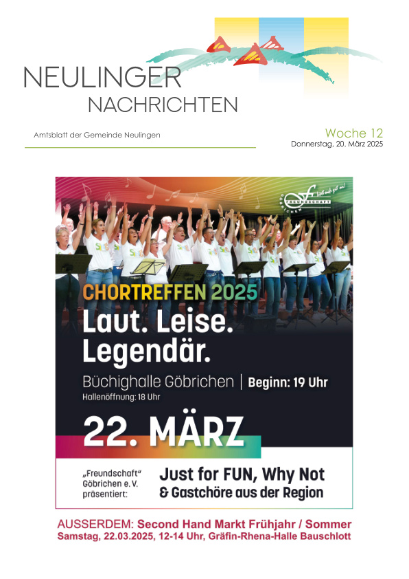 Mehr über den Artikel erfahren Neulingen KW 12