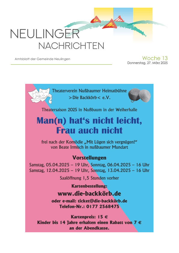 Mehr über den Artikel erfahren Neulingen KW 13