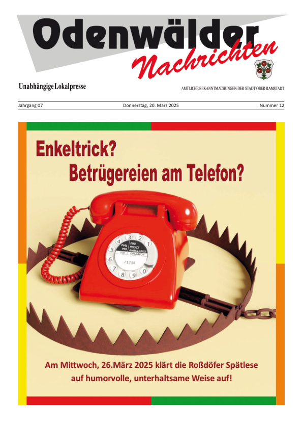 Mehr über den Artikel erfahren Ober-Ramstadt KW 12