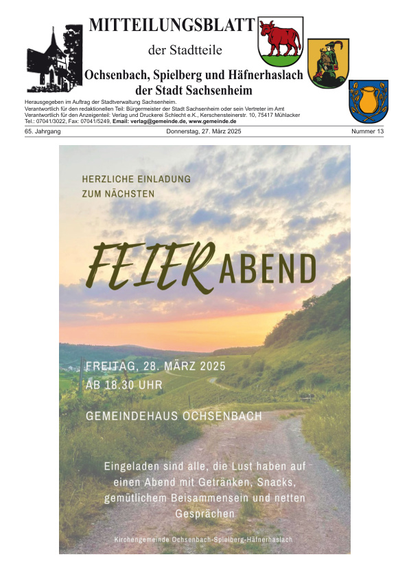 Mehr über den Artikel erfahren Ochsenbach/Spielberg/Häfnerhaslach KW 13