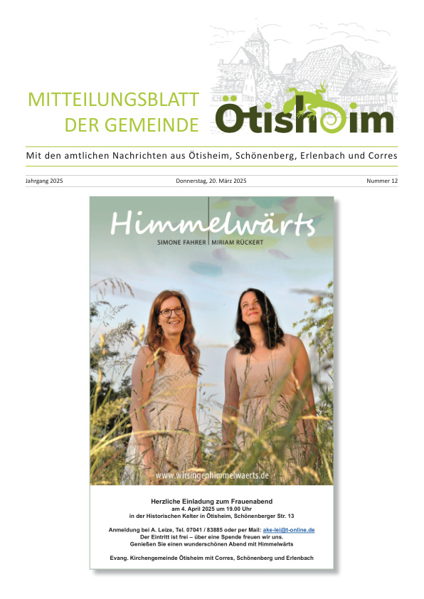 Mehr über den Artikel erfahren Ötisheim KW 12