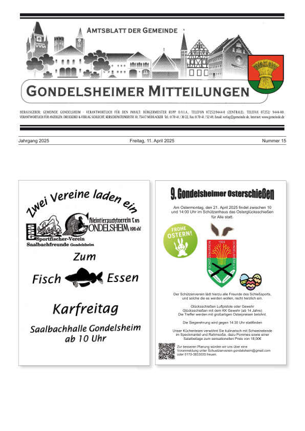Mehr über den Artikel erfahren Gondelsheim KW 15