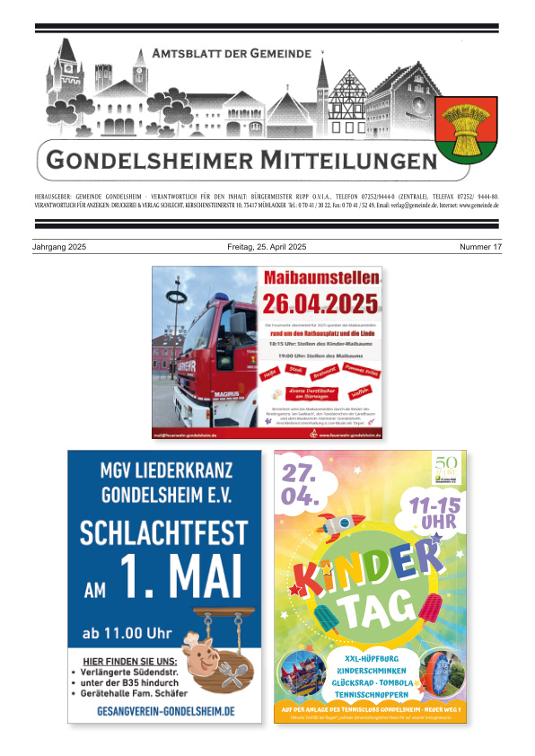 Mehr über den Artikel erfahren Gondelsheim KW 17