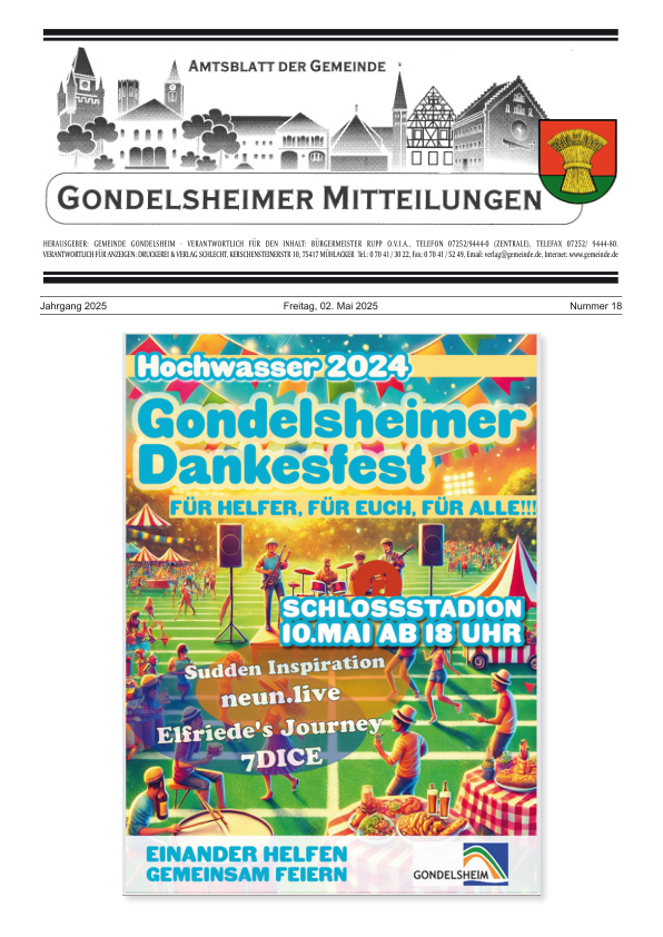 Mehr über den Artikel erfahren Gondelsheim KW 18