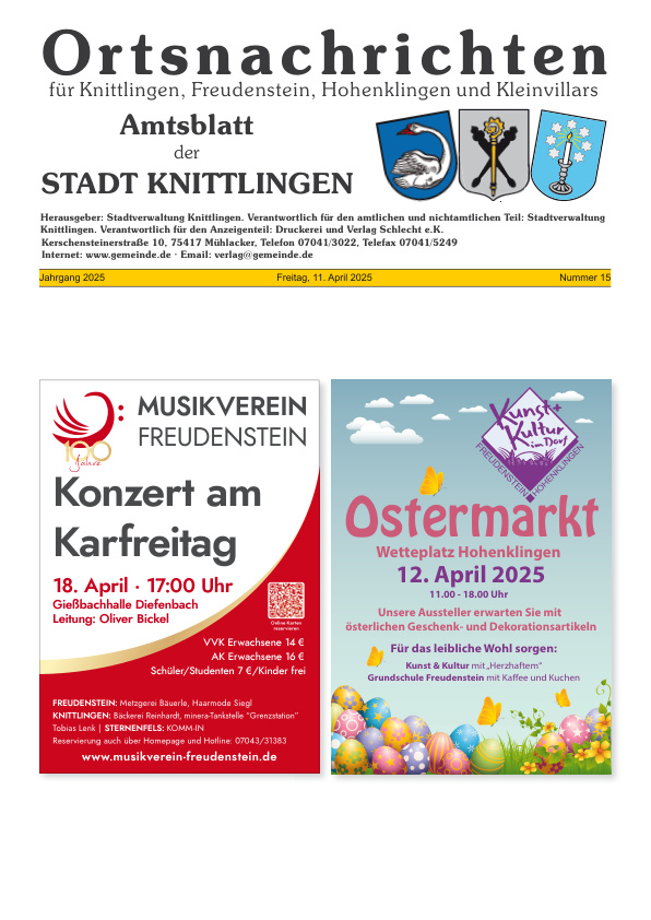 Mehr über den Artikel erfahren Knittlingen KW 15