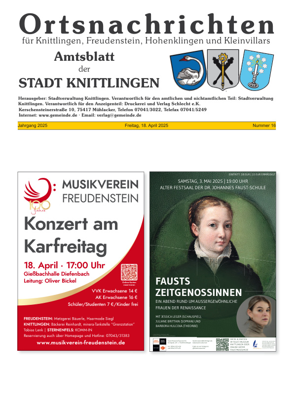 Mehr über den Artikel erfahren Knittlingen KW 16