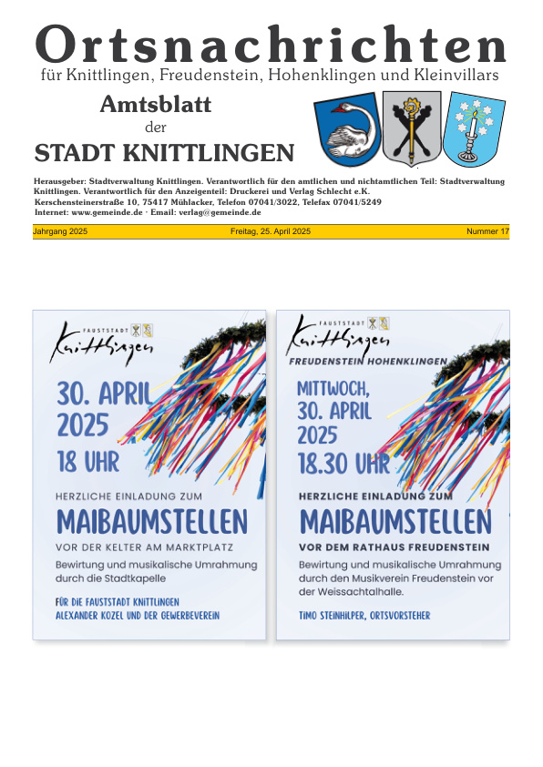 Mehr über den Artikel erfahren Knittlingen KW 17
