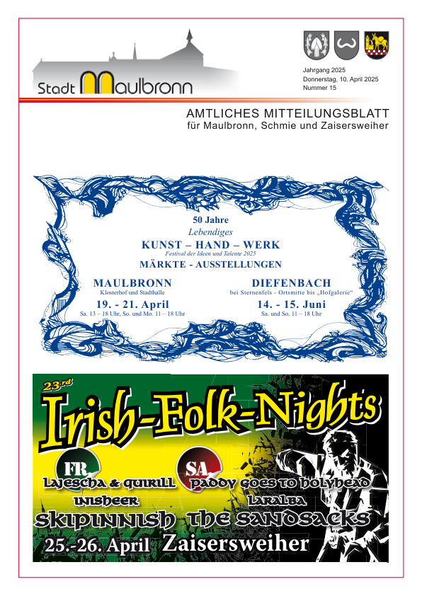 Mehr über den Artikel erfahren Maulbronn KW 15