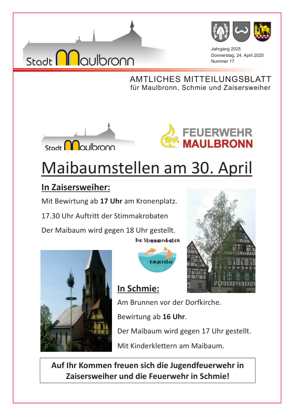 Mehr über den Artikel erfahren Maulbronn KW 17