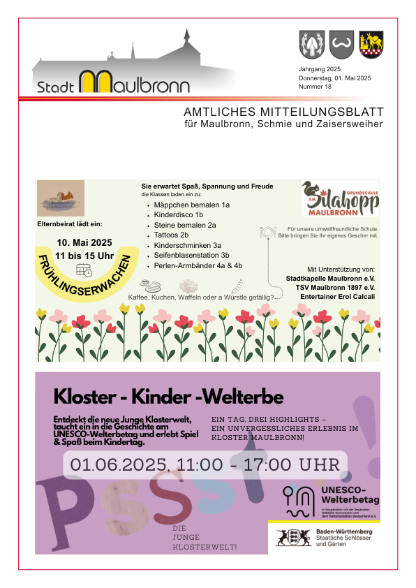 Mehr über den Artikel erfahren Maulbronn KW 18