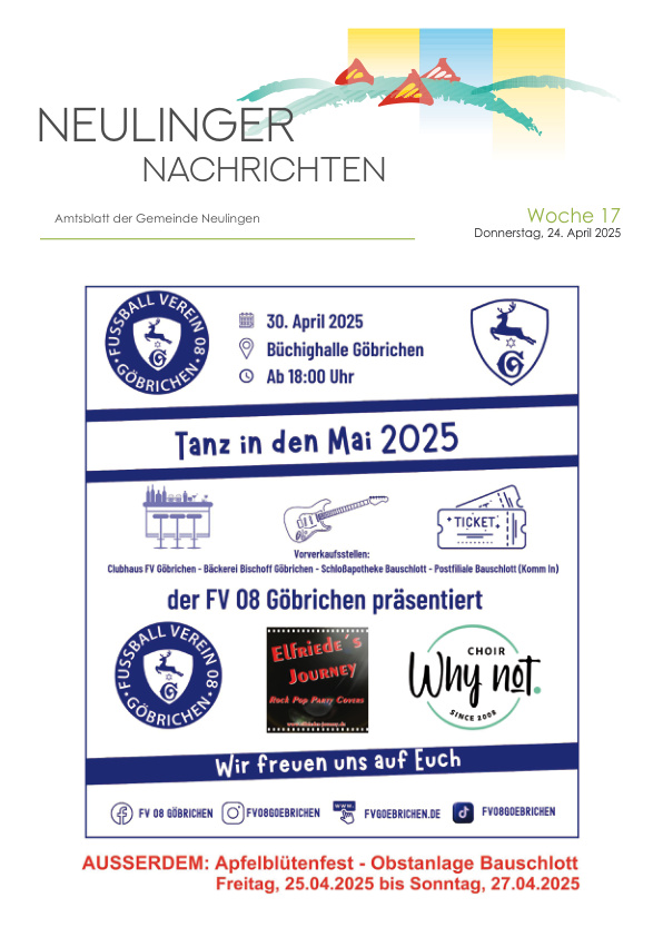 Mehr über den Artikel erfahren Neulingen KW 17
