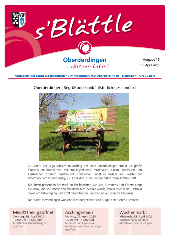 Mehr über den Artikel erfahren Oberderdingen KW 16