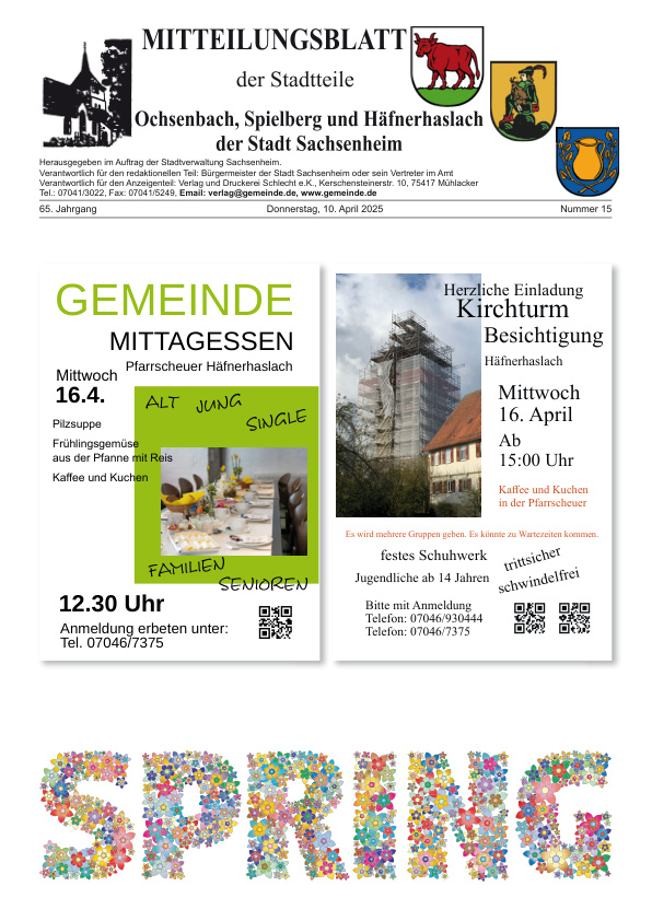 Mehr über den Artikel erfahren Ochsenbach/Spielberg/Häfnerhaslach KW 15
