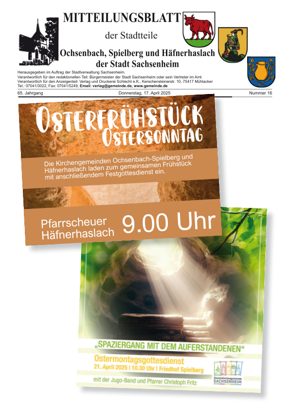 Mehr über den Artikel erfahren Ochsenbach/Spielberg/Häfnerhaslach KW 16