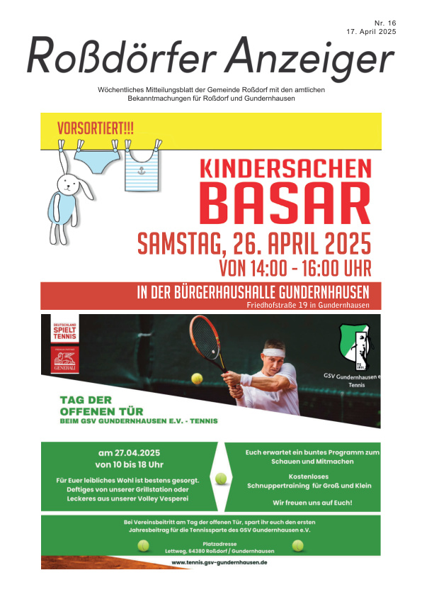 Mehr über den Artikel erfahren Roßdorf KW 16