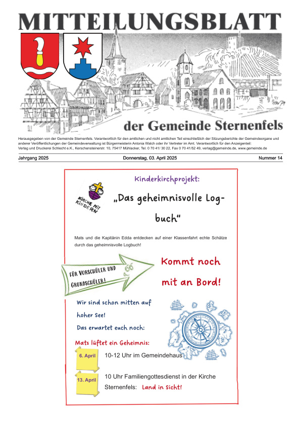 Mehr über den Artikel erfahren Sternenfels KW 14