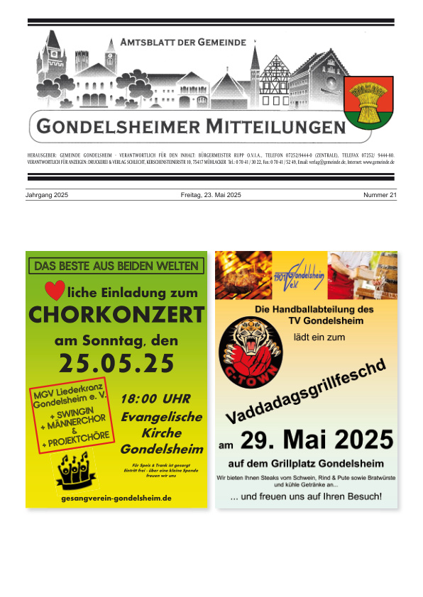Mehr über den Artikel erfahren Gondelsheim KW 21